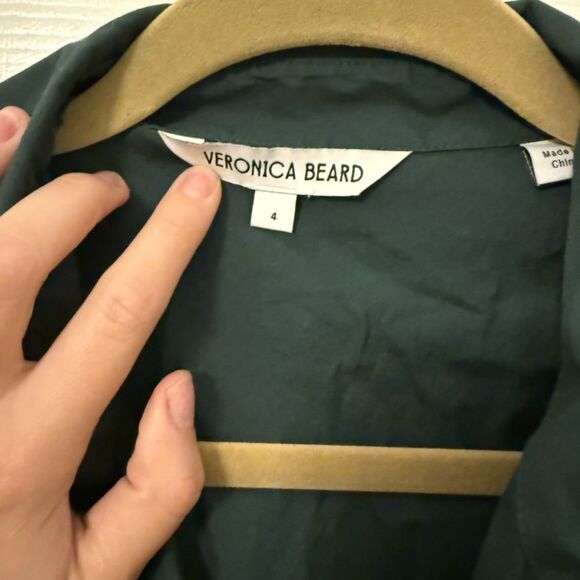 Veronica Beard Greta Green Short Sleeve Shirt Dress - Cotton - SZ 4 - Picture 3 of 5